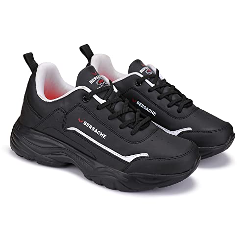 BERSACHE Lightweight Sports, Running, Walking, Gym, Training, Trekking Shoes Sole for Men Black - 9 UK - Image 1