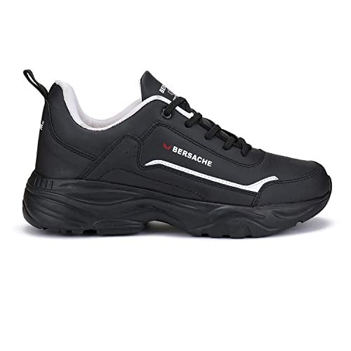 BERSACHE Lightweight Sports, Running, Walking, Gym, Training, Trekking Shoes Sole for Men Black - 9 UK - Image 4