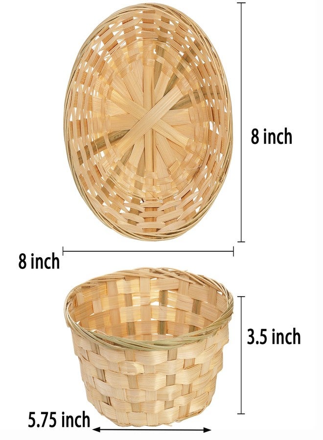 TOPZEA 10 Pack Round Gift Baskets, 8 Inch Natural Bamboo Woven Fruit Basket, Small Wicker Bread Roll Serving Basket, Food Storage Bin Handmade Baskets for Kitchen Restaurant Centerpiece Christmas - Image 2