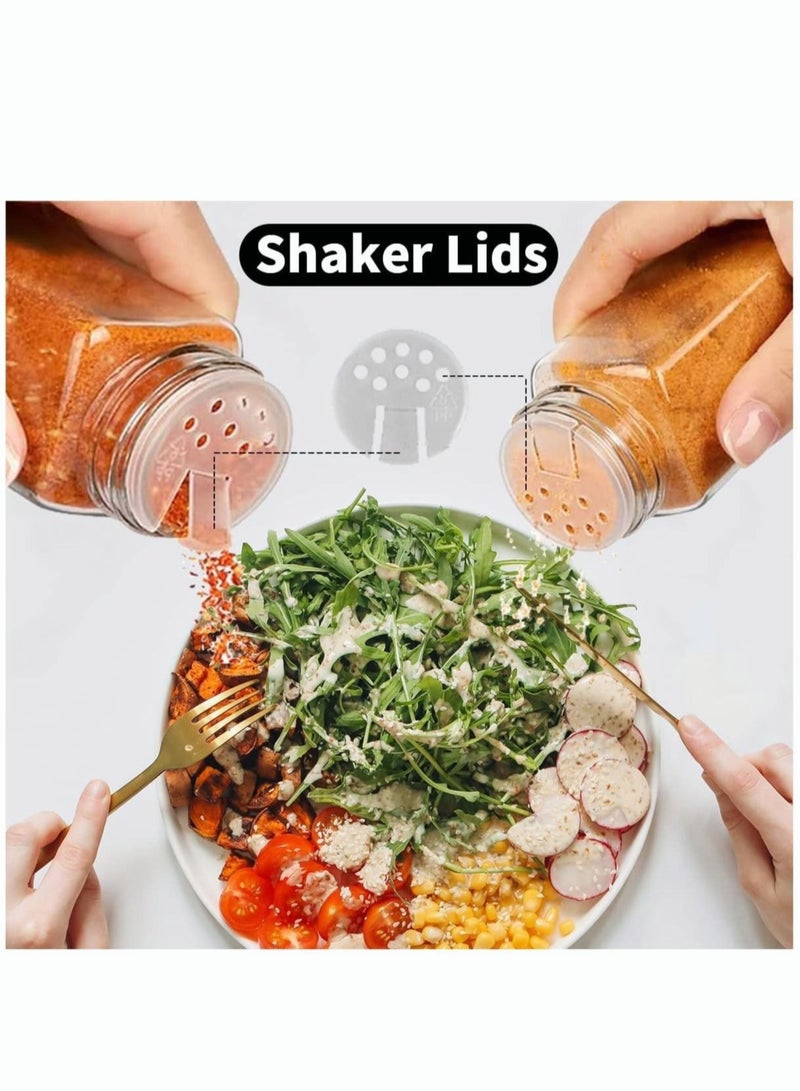 MIXDE 24Piece Glass Spice Jars with 20 Label Spice Glass Bottles 120ml Square Spice Container with Spice Labels Shaker Lids and Airtight Black Metal Caps Chalk Marker Silicone Collapsible Funnel - Image 4