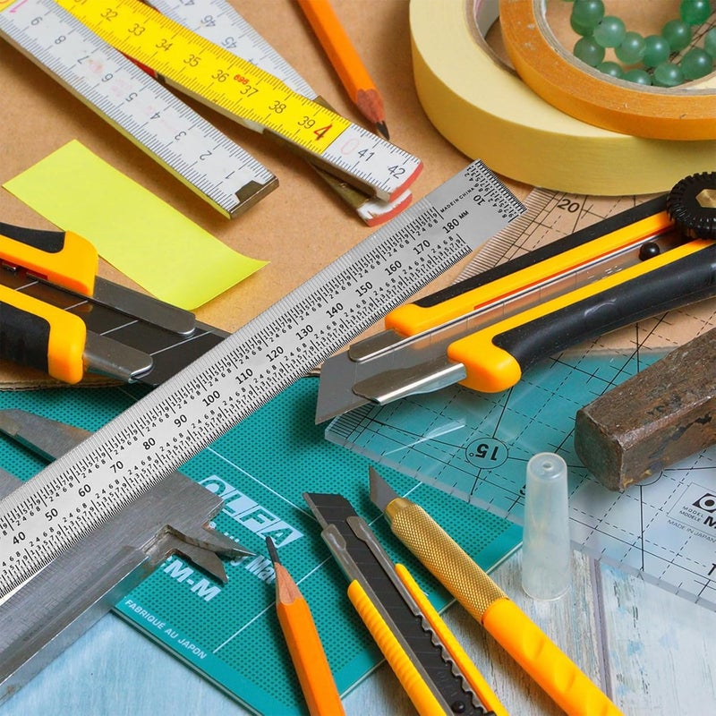 Multi-Function Carpentry Measuring Ruler Stainless Steel Metal T Ruler 180mm Woodworking Marking Tool for Precision Layout and Drilling Positioning - Image 5