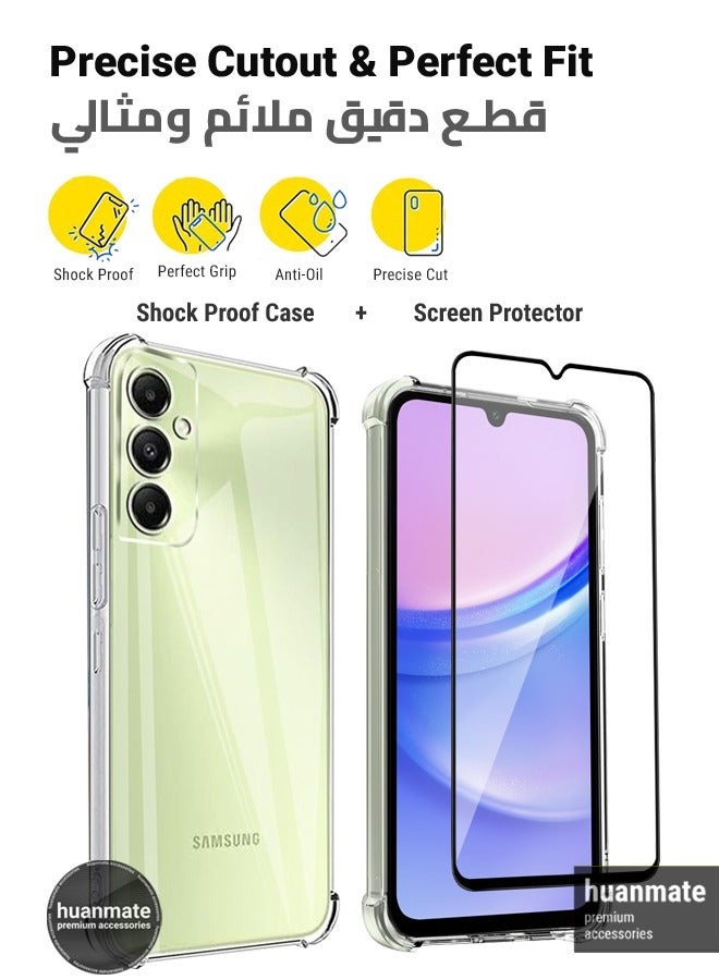 huanmate 2 in 1 Samsung Galaxy A15 5G Protection Pack - Ultra Clear Shockproof Case & Edge-to-Edge Screen Protector, 360 Degree Protection, Back Cover & Screen Protector for Samsung Galaxy A15 5G  - Image 2