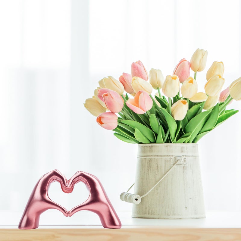 Lynagert Small Heart Hands Sculpture Decor for Living Room Bedroom Bookshelf Coffe Table, Love Finger Statue Modern Aesthetic Home Decor, Unique Gift for Wedding Christmas Birthday (Shiny Pink) - Image 4