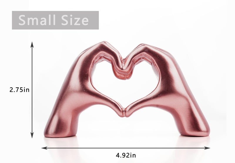 Lynagert Small Heart Hands Sculpture Decor for Living Room Bedroom Bookshelf Coffe Table, Love Finger Statue Modern Aesthetic Home Decor, Unique Gift for Wedding Christmas Birthday (Shiny Pink) - Image 2