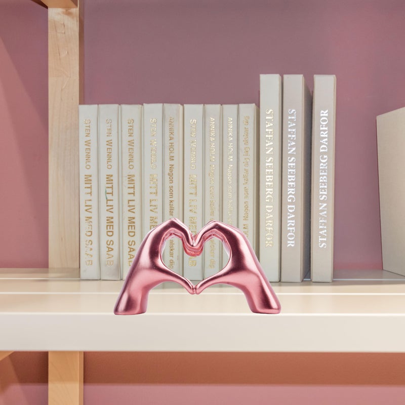 Lynagert Small Heart Hands Sculpture Decor for Living Room Bedroom Bookshelf Coffe Table, Love Finger Statue Modern Aesthetic Home Decor, Unique Gift for Wedding Christmas Birthday (Shiny Pink) - Image 3