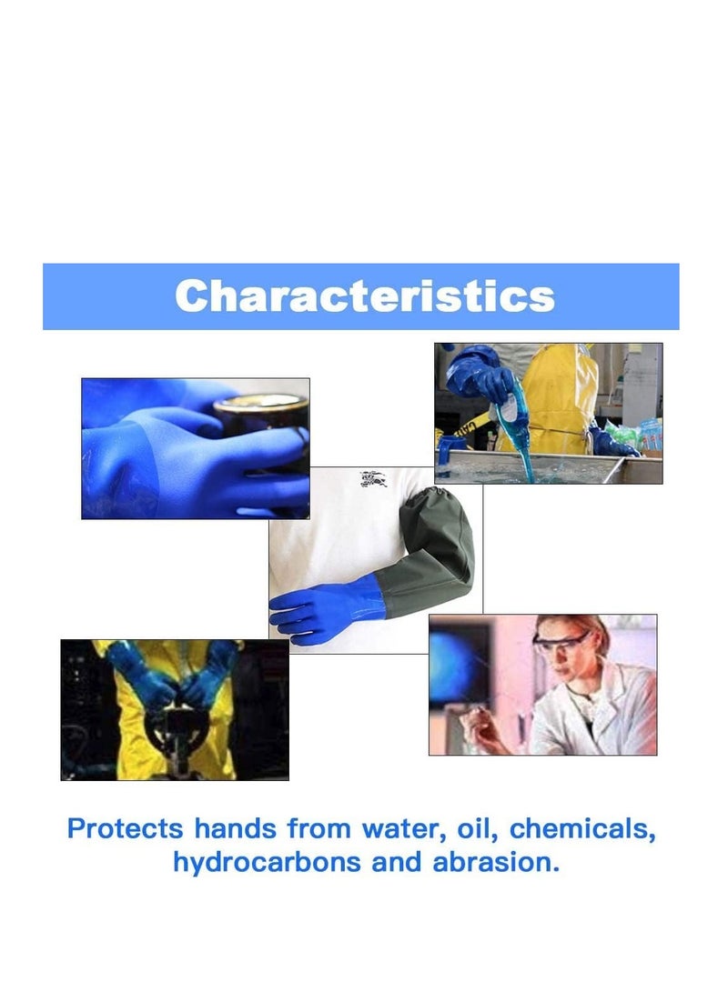 SYOSI PVC Chemical Resistant Gloves, Long Rubber Gloves, Long Waterproof Gloves and Heavy Duty Waterproof Gloves for Chemical and Acid Work, 25 inches, Large-(Blue)  - Image 2