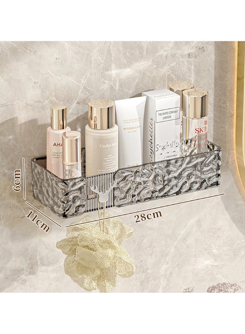 UrbanEssentia Shower Caddy Shelf, Set Of 2pcs, Bathroom Shelf Perfect For Bathroom Organizer And Storage, No-Drilling Shower Organizer, Transparent ABS+PET Bathroom Accessories (Transparent Black)  - Image 2