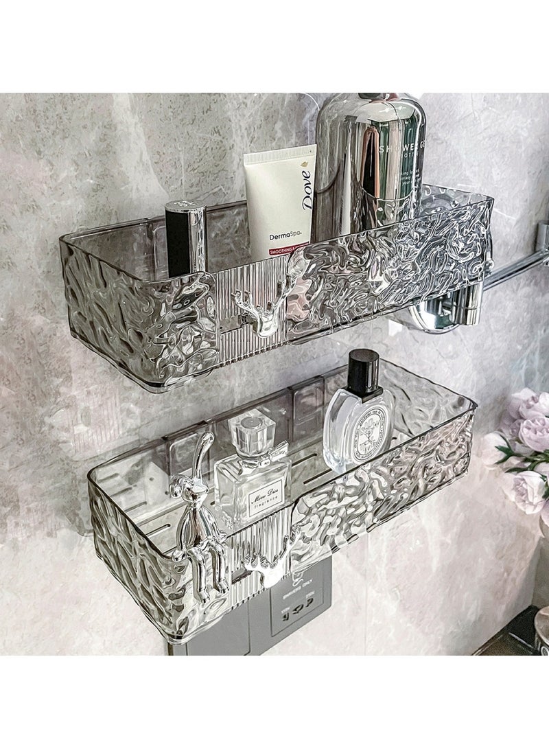 UrbanEssentia Shower Caddy Shelf, Set Of 2pcs, Bathroom Shelf Perfect For Bathroom Organizer And Storage, No-Drilling Shower Organizer, Transparent ABS+PET Bathroom Accessories (Transparent Black)  - Image 3