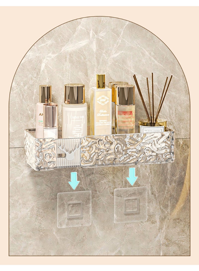 UrbanEssentia Shower Caddy Shelf, Set Of 2pcs, Bathroom Shelf Perfect For Bathroom Organizer And Storage, No-Drilling Shower Organizer, Transparent ABS+PET Bathroom Accessories (Transparent Black)  - Image 5