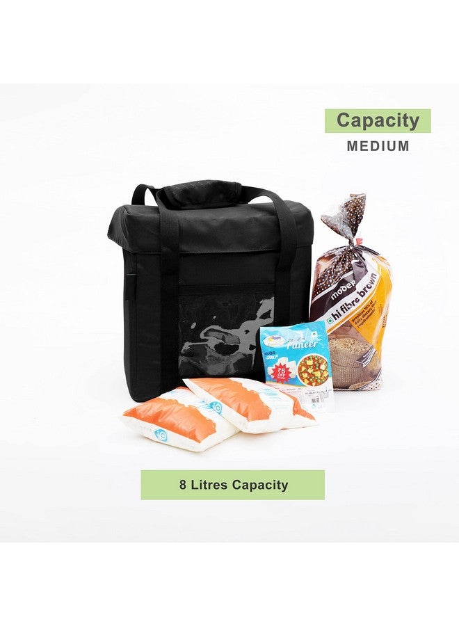 Insular PU Daily Milk and Grocery Bag | Store Milk, Fruits, Vegetables | Can Latch Outside The Door (Medium, Black) - Image 3