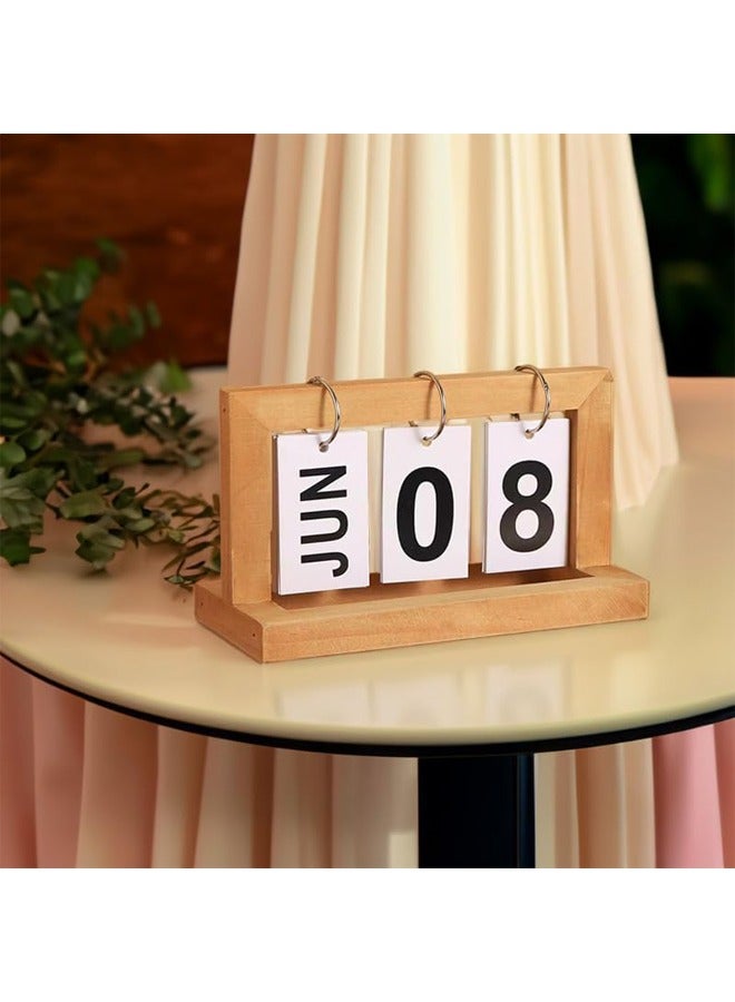 التقويم الخشبي الأبدي مناسب للمكتب اليومي ، ديكور المنزل ديكور سطح المكتب العمودي للمطبخ (لون الخشب) - Image 3