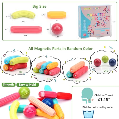 COUOMOXA Magnetic Building Blocks for Kids: Magnetic Stick Montessori Game for 3 4 5 Years Old Toddlers - STEM Starter Toy for Kids Age 3-5 Preschool - Birthday Gift for Boys Girls - Image 5