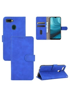 HuHa Case Cover For OPPO A7 AX7 / A5s / AX5s / A12 Solid Color Skin Feel Magnetic Buckle Horizontal Flip Calf Texture PU Leather Case with Holder & Card Slots & Wallet Blue 