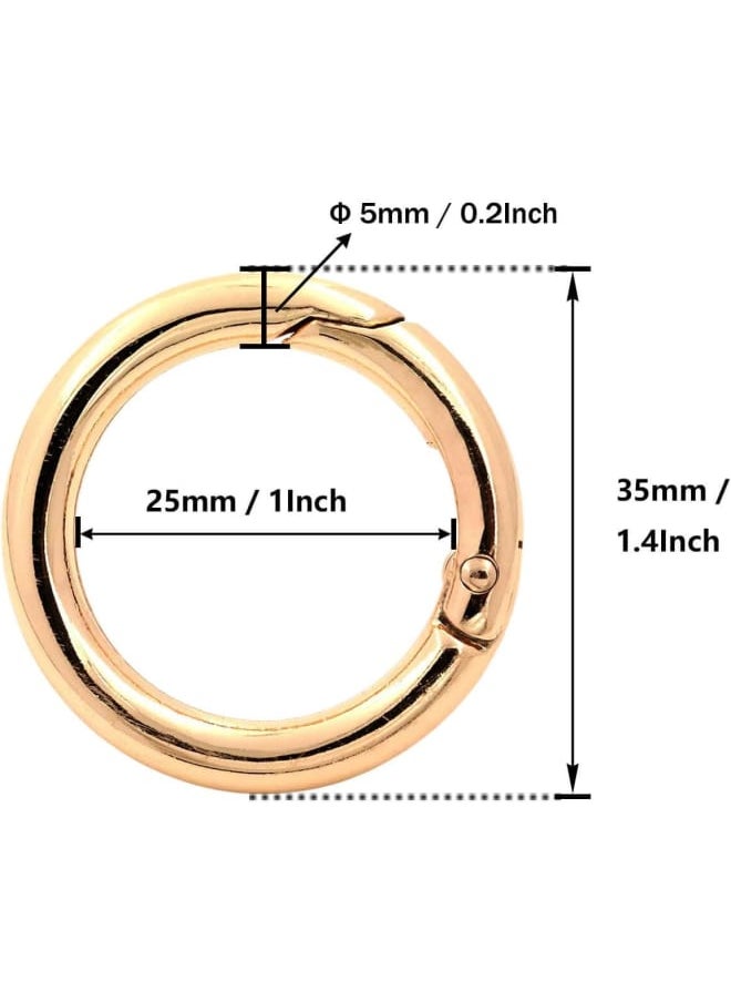 Generic - 1'' Round Spring Gate O-Ring Clasp Push Snap Hook Belt Hardware Loop, for Handbags, Keys, Light Gold - 20 Pcs - Image 1
