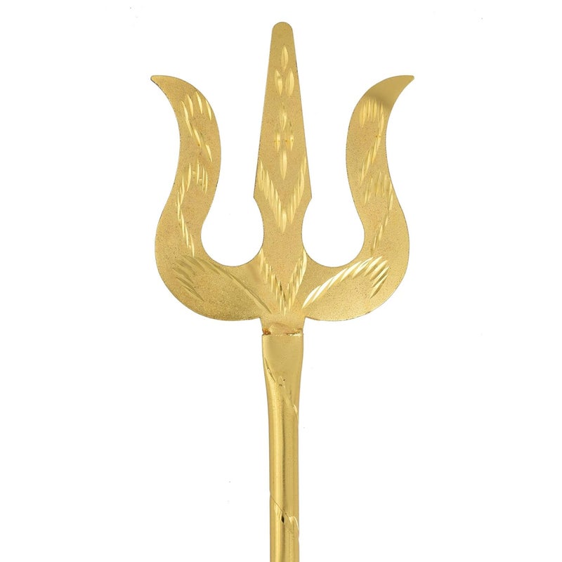 Memoir Brass Gold Hand Carving Miniature Trishul Puja Article Hindu Pooja Item Temple Accessory (HDSV1503N) - Image 3