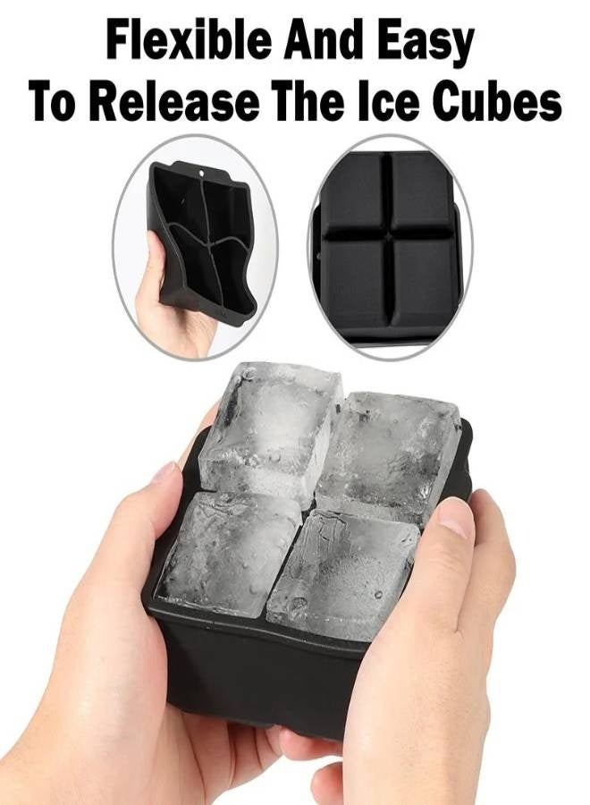 AROAQ Silicone Large Ice Molds 2 Inch Big Ice Cube Trays with Removable Lid BPA-Free Easy Release and Stackable Flexible Ice Cube Tray - Image 4