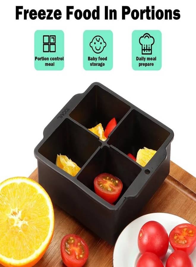AROAQ Silicone Large Ice Molds 2 Inch Big Ice Cube Trays with Removable Lid BPA-Free Easy Release and Stackable Flexible Ice Cube Tray - Image 5