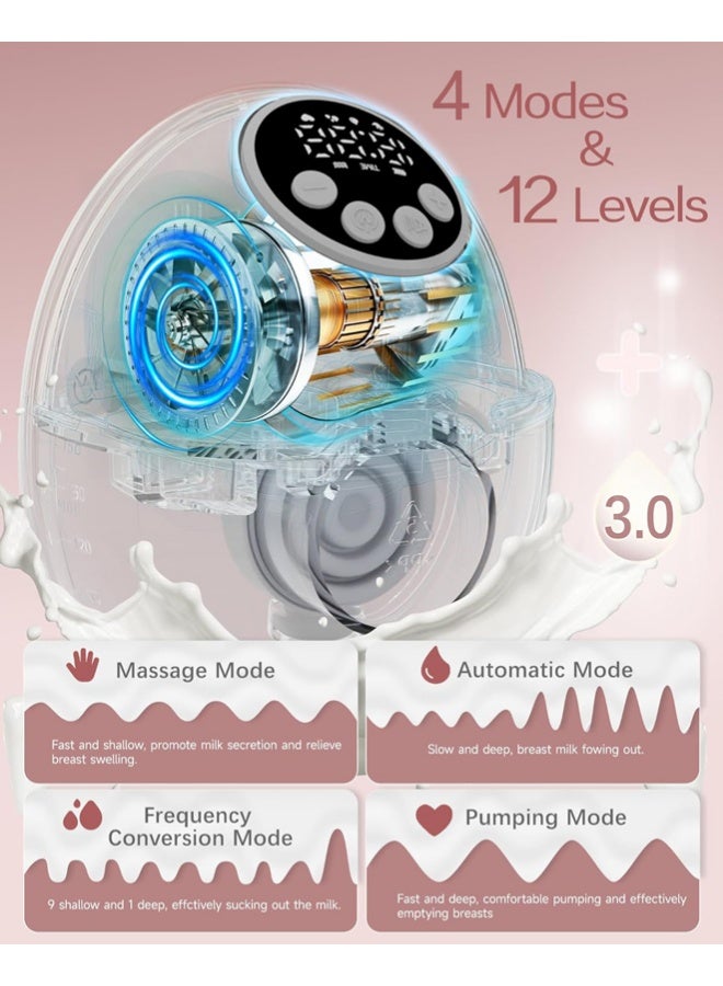 Jccgoo Breast Pump Electric Hands Free, Wearable Electric Breast Pumps with 4 Modes 12 Levels, Hands Free Breastfeeding Pumps, Wireless Hospital Grade Quiet Anti-Leaking with Voice Broadcast, Breast Pump Low Noise with Smart LED Display - Image 2