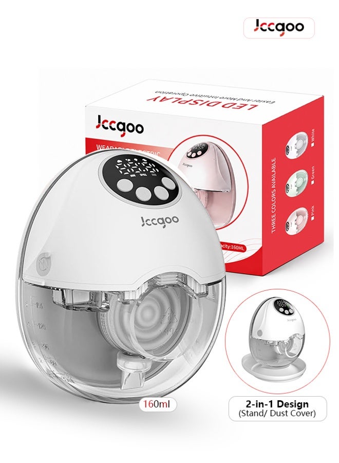 Jccgoo Breast Pump Electric Hands Free, Wearable Electric Breast Pumps with 4 Modes 12 Levels, Hands Free Breastfeeding Pumps, Wireless Hospital Grade Quiet Anti-Leaking with Voice Broadcast, Breast Pump Low Noise with Smart LED Display - Image 1