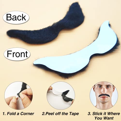 KICNIC 60 Pcs Fake Mustaches Self Adhesive (20 Designs) Novelty Hairy Beard Costume Facial Hair for Party Supplies Decorations, Suitable for All Ages Multicolored - Image 3