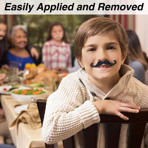 KICNIC 60 Pcs Fake Mustaches Self Adhesive (20 Designs) Novelty Hairy Beard Costume Facial Hair for Party Supplies Decorations, Suitable for All Ages Multicolored - Image 2
