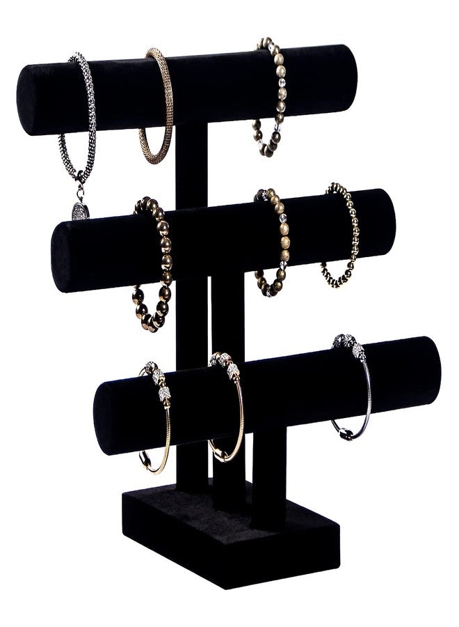 Pengup 3 Tier Bracelet Holder,Bracelet Display Stand,Black Velvet Jewelry Organizer Displays for Necklace Scrunchies Watches Hair Ties. - Image 2
