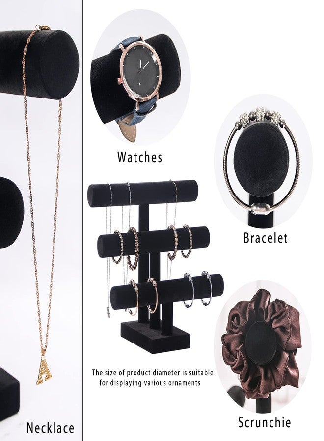 Pengup 3 Tier Bracelet Holder,Bracelet Display Stand,Black Velvet Jewelry Organizer Displays for Necklace Scrunchies Watches Hair Ties. - Image 4