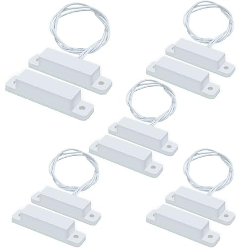 WESUA 5 Sets Magnetic Contacts Wired Window Door Contact Sensor Magnetic Reed Switch NC Surface Mounted Alarm Switch Sensor - Image 1