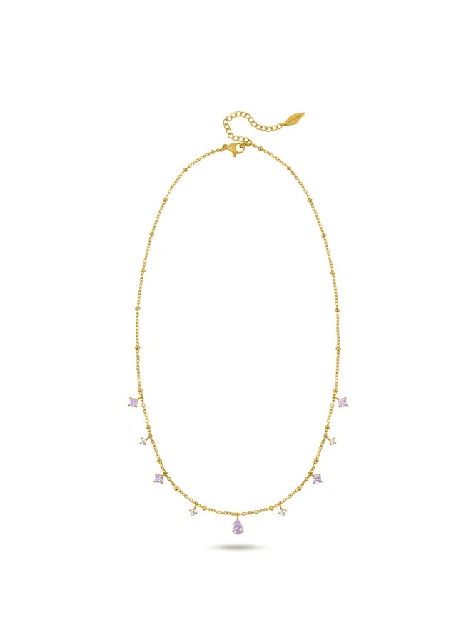 بوليس Clarity Gold White & Purple Multi Charms Necklace for Women