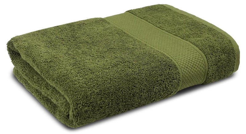 Trident منشفة استحمام 100% قطن | منشفة استحمام بحجم كبير | منشفة استحمام - ناعمة وامتصاصية | 450 جرام لكل متر مربع | قطعة واحدة من منشفة الاستحمام للرجال/النساء | راحة حضرية | 70 سم × 140 سم - زيتوني - Image 1