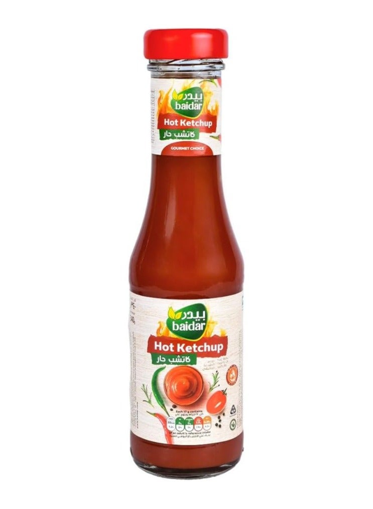 Baidar Hot Tomato Ketchup Bottle, 340g - Pack of 1
