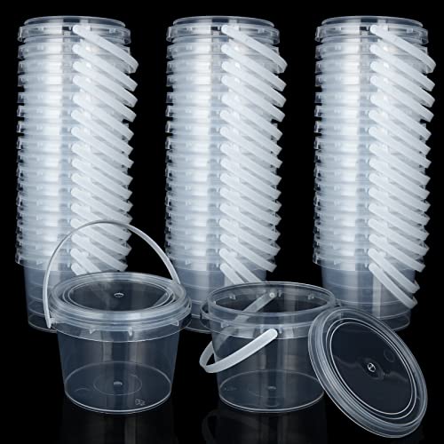 ZOEYES 50 PCS 10 oz Slime Containers with Lids and Handles, Plastic 300ml Storage Bucket Containers, Clear Slime Storage Case for Slime DIY Art Craft, Mini Toy, Pigment, Small Tools, Part Material - Image 1