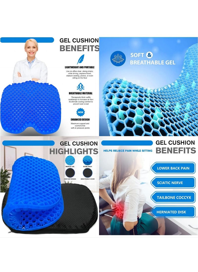 KASTWAVE Gel Seat Cushion, U-shaped Breathable Honeycomb Design Gel Seat Cushion, Memory Cushion for Tailbone Pain Pressure Relief, for Long Sitting, Sciatica, Tailbone Pain Relief, Office Wheelchair Cushion  - Image 4