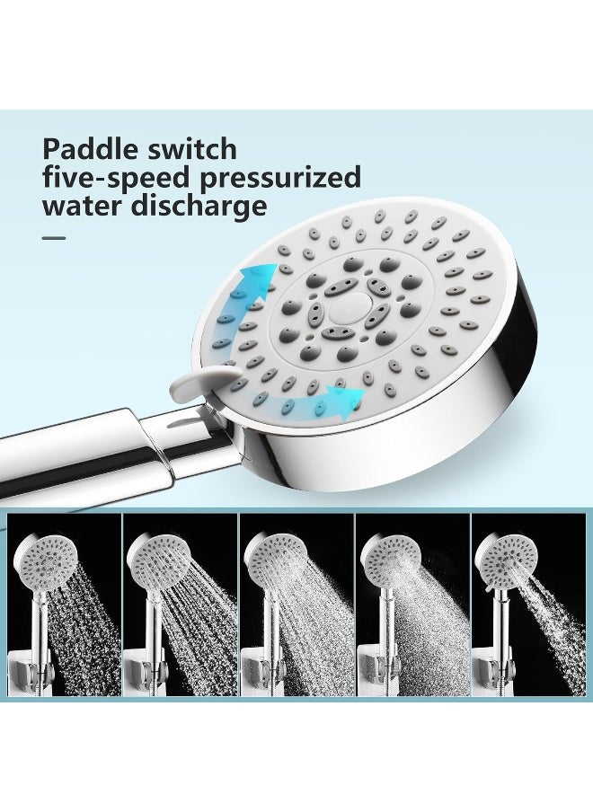 BRIMIX BRIMIX High Pressure Massage Shower Head Set with Hose Spray Modes Rainfall Spa Increase Pressure Easy Cleaning Powerful 5 Settings Hand Shower  - Image 4