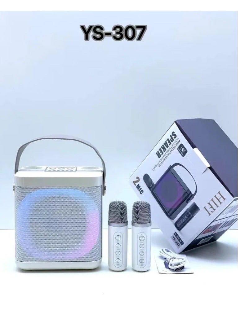 Portable Speaker With Digital Wireless 2 Mic White - Image 2