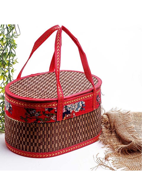 Wicker bag - oval - red