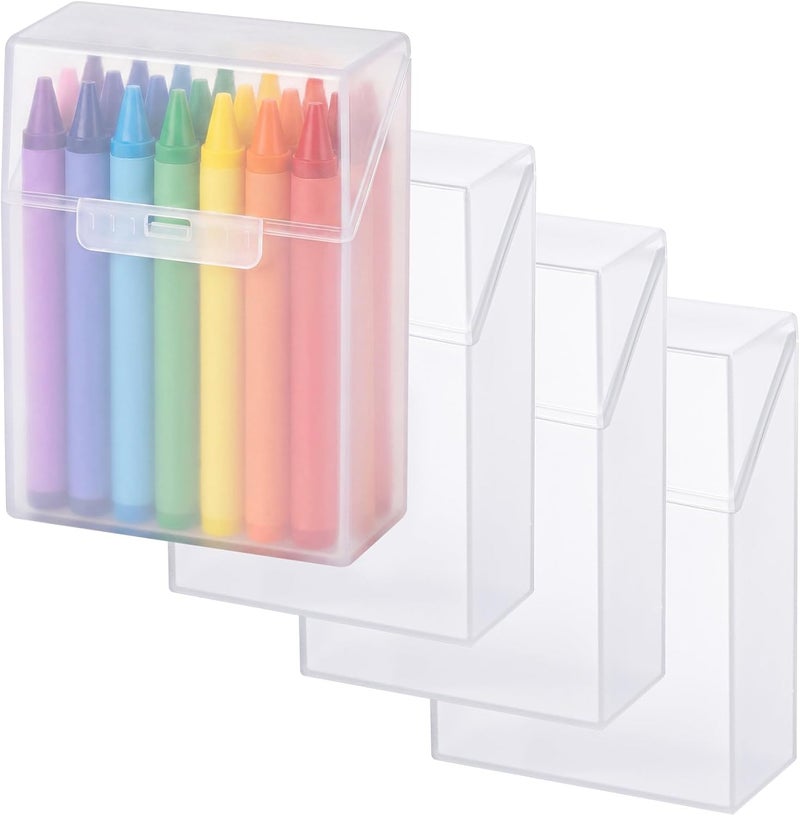 Clabby Plastic Clear Crayon Box Bulk Holds 24 Crayons Boxes With Hinged Lid and Snap Closure for Pens School Office Supplies Organization(Clear,4 Pcs) - Image 1