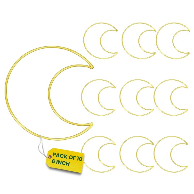 ecofynd 10pcs Moon 6 Inch Metal Crafts Hoops, Gold Dream Catcher Rings Supplies, Macrame Creations Ring for Wreath Crafts, DIY Projects handicrafts Decoration Wall Hanging Craft (CS4002-GO) - Image 1