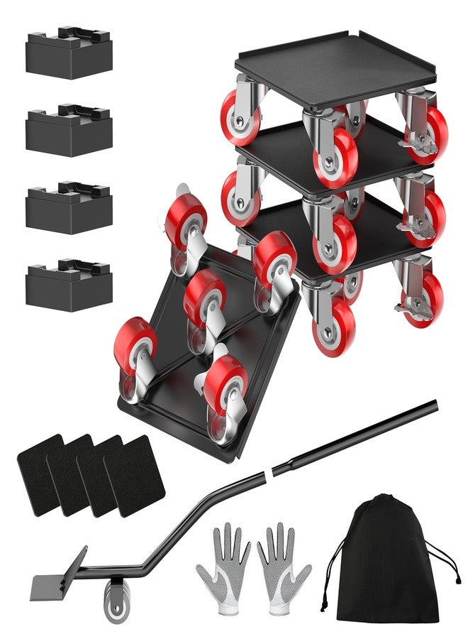 LOYAL TIGER Furniture Dolly,Furniture Mover Pro Set,Furniture Lifter with 5 360° Rotatable Rubber Universal Wheels，Carbon Steel Panel Furniture Movers，Maximum Load 2204LBS,Red. - Image 1