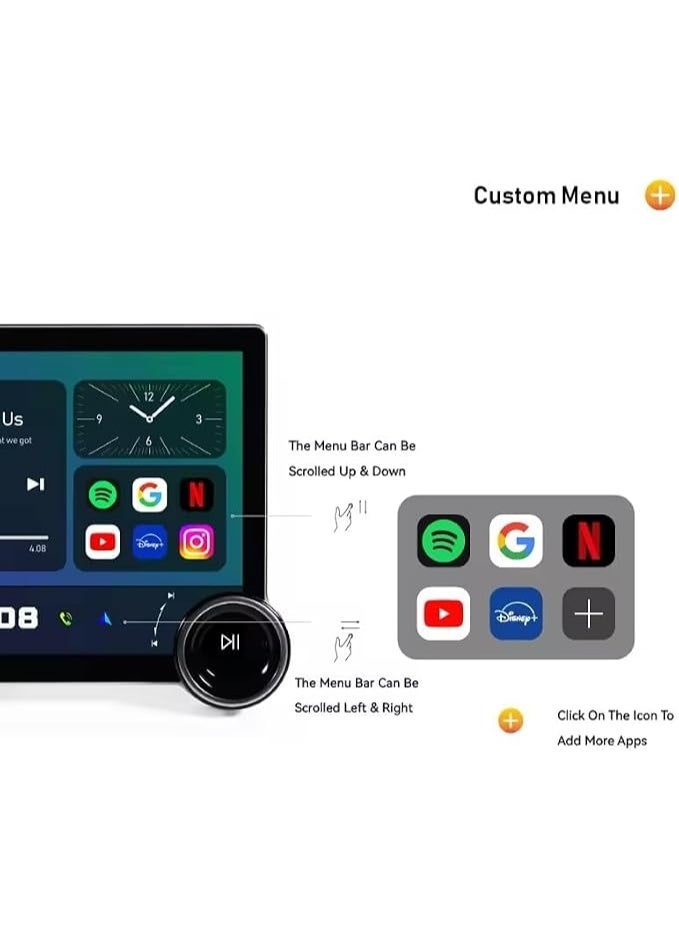 سي جي اس شاشة سيارة أندرويد 10.1 بوصة بمقبضين مع CarPlay وAndroid Auto وكاميرا خلفية - Image 5