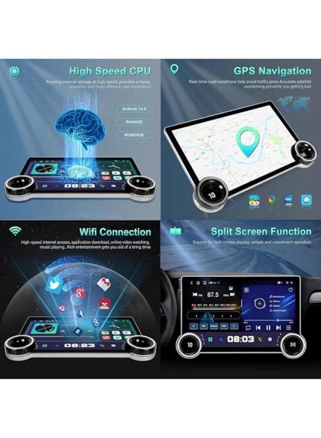 سي جي اس شاشة سيارة أندرويد 10.1 بوصة بمقبضين مع CarPlay وAndroid Auto وكاميرا خلفية - Image 2