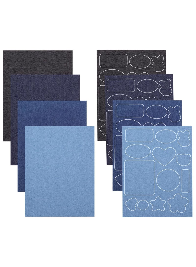 SYOSI Denim Patches Self Adhesive for Jeans Kit, 8 Sheets for Internal and External Clothing Hole Repair, Ideal for Repairing and Decorating Jeans and Other Clothing - Image 1
