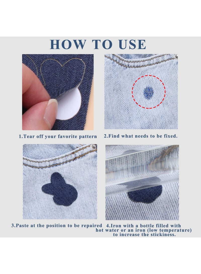 SYOSI Denim Patches Self Adhesive for Jeans Kit, 8 Sheets for Internal and External Clothing Hole Repair, Ideal for Repairing and Decorating Jeans and Other Clothing - Image 4