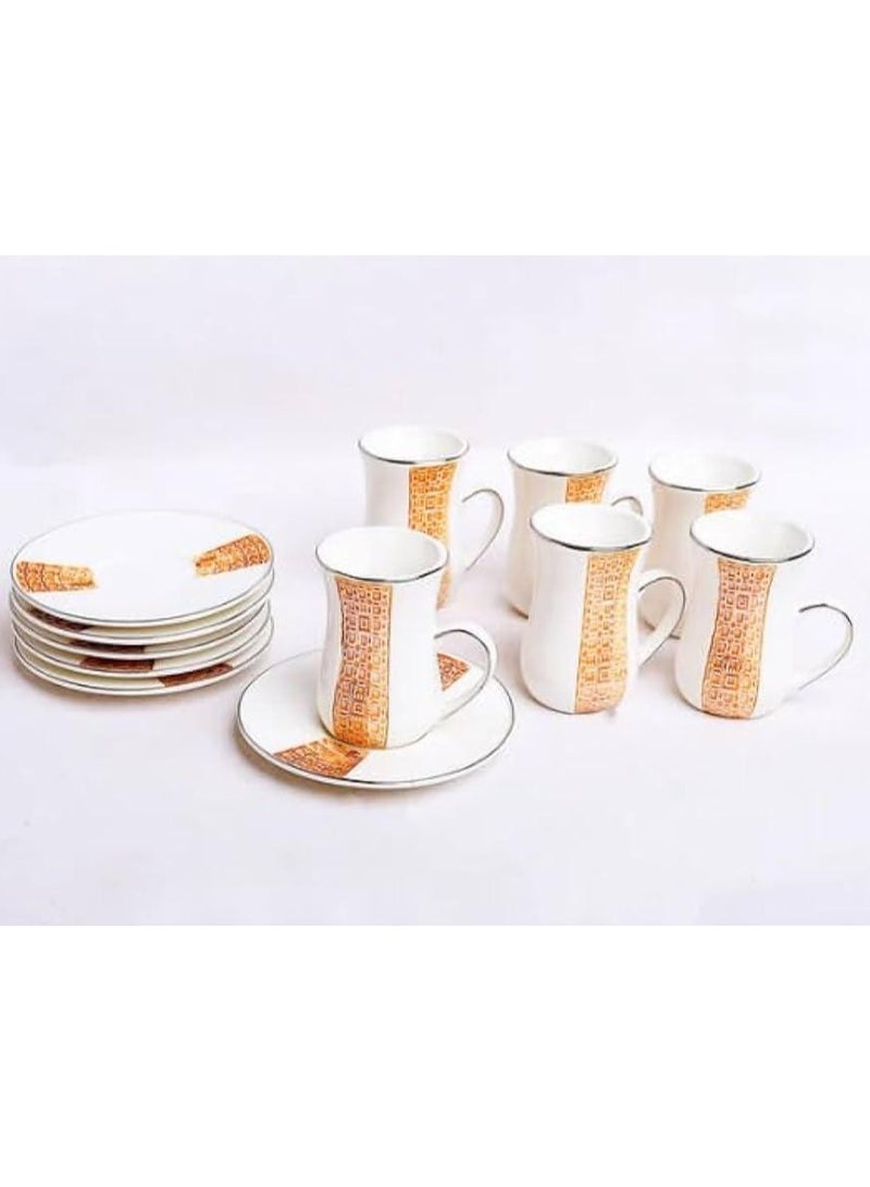 طقم قهوة و شاى 12 قطعة بالطبق  01400585 - Image 2