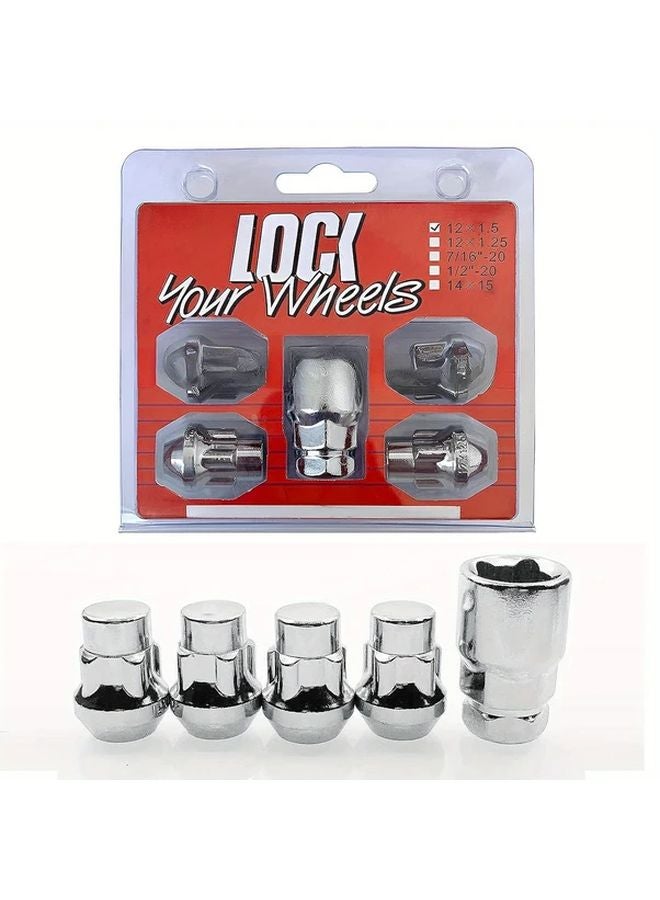 5 Pcs M12x1 5 Anti Theft Wheel Nuts With Key Locking Screws For Ford Toyota Nissan Honda Mazda - Image 1