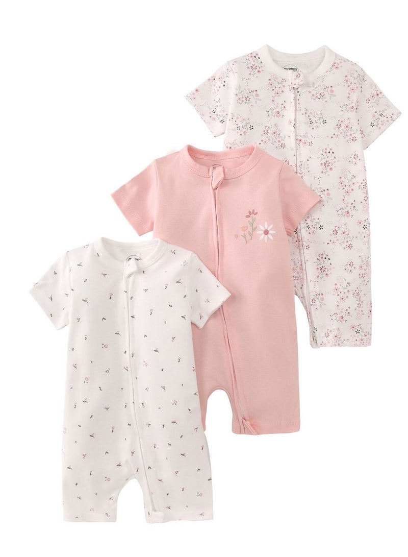 CICILADY Baby 3-Pack Short-Sleeve Onesies Bodysuit Baby Boy Girl Cotton Short Sleeve Zipper Rompers Infant 2-way Zippers Comfy Summer Jumpsuit