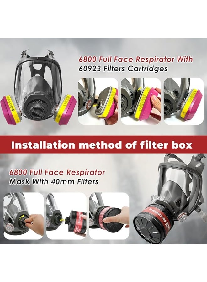 LMINHAN Respirator Mask with 60923 Filters, Gas Masks Survival Nuclear and Chemical, Full Face Paint Respirator Mask - Image 5