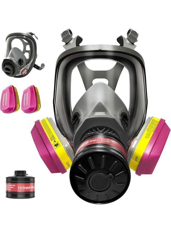 LMINHAN Respirator Mask with 60923 Filters, Gas Masks Survival Nuclear and Chemical, Full Face Paint Respirator Mask - Image 1