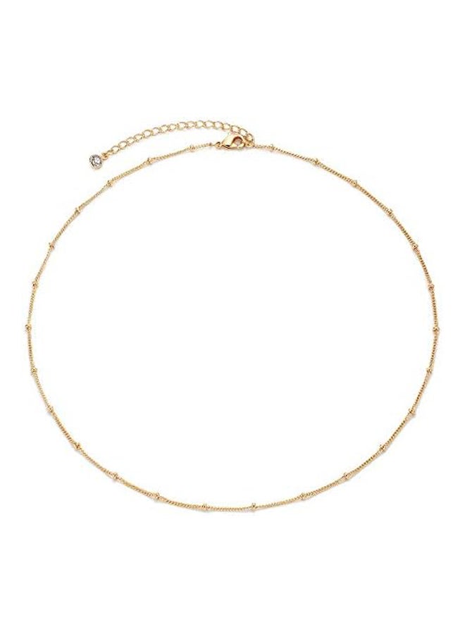 MEVECCO Gold Satellite Plain Chain Choker Necklace,Dainty Boho 14K Gold Plated Cute Tiny Beaded Chain Simple Minimalist Choker Necklace for Women - Image 2