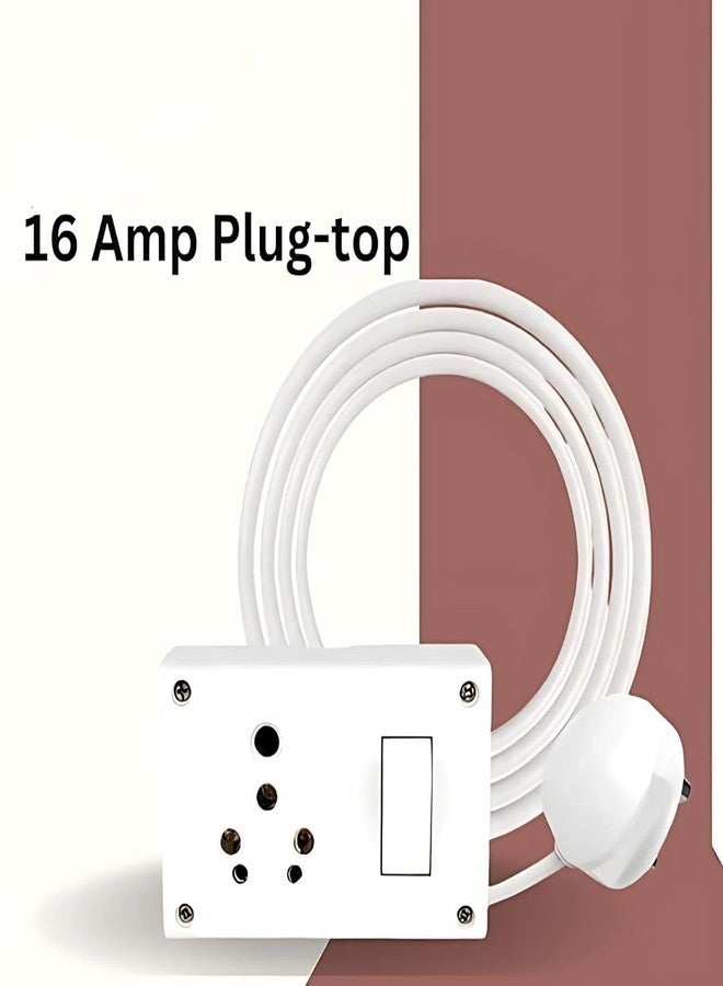 URBAN SELECT™ Heavy Duty Junction Box Extension Board | 16A Socket with Switch | 6A 3-Pin Plug Top | 2.5M Cable | for Home, Kitchen, Fridge, Cooler, Computer, AC | White (1pc) (Regular) - Image 2